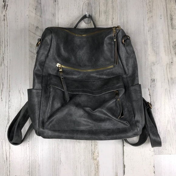 Handbags - Medium gray faux leather backpack